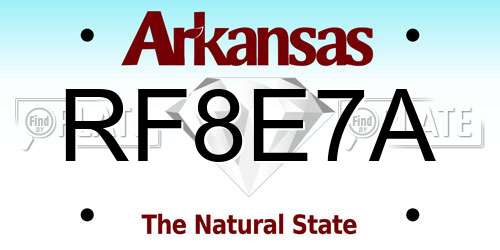 RF8E7A Arkansas License Plate