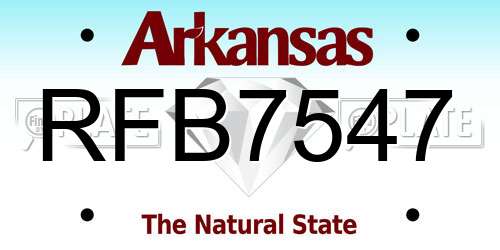 RFB7547 Arkansas License Plate