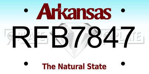 RFB7847 Arkansas License Plate