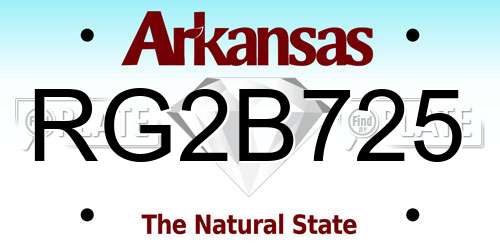 RG2B725 Arkansas License Plate