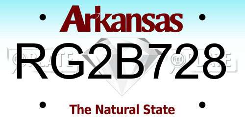 RG2B728 Arkansas License Plate