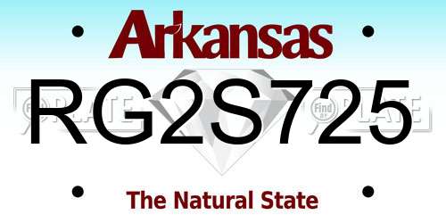 RG2S725 Arkansas License Plate