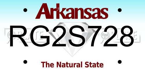 RG2S728 Arkansas License Plate