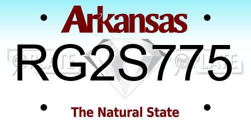 RG2S775 Arkansas License Plate