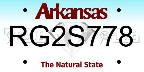 RG2S778 Arkansas License Plate