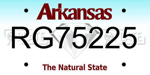 RG75225 Arkansas License Plate