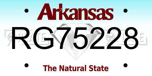 RG75228 Arkansas License Plate
