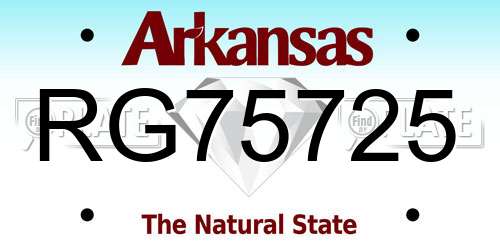 RG75725 Arkansas License Plate