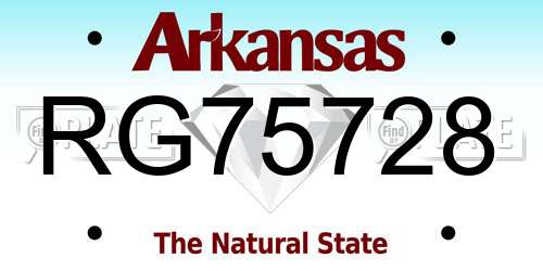 RG75728 Arkansas License Plate