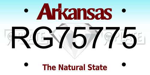 RG75775 Arkansas License Plate