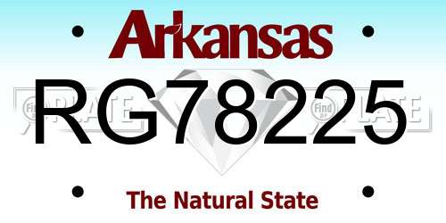 RG78225 Arkansas License Plate