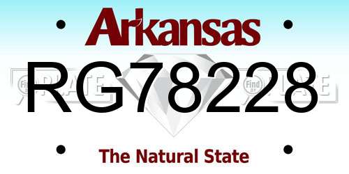 RG78228 Arkansas License Plate