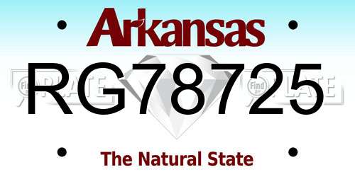 RG78725 Arkansas License Plate