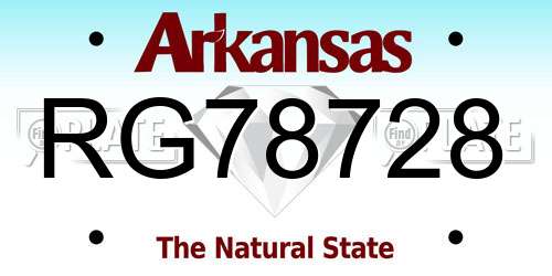 RG78728 Arkansas License Plate