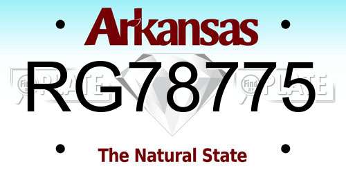 RG78775 Arkansas License Plate