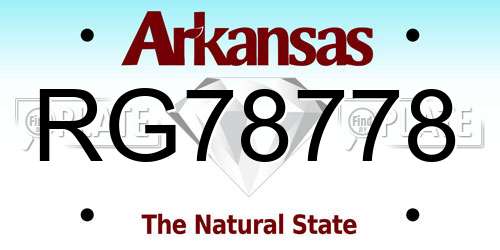 RG78778 Arkansas License Plate