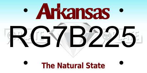 RG7B225 Arkansas License Plate