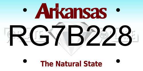 RG7B228 Arkansas License Plate