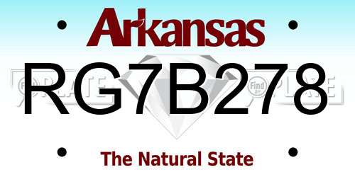 RG7B278 Arkansas License Plate