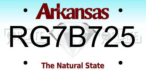 RG7B725 Arkansas License Plate