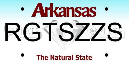 RGTSZZS Arkansas License Plate