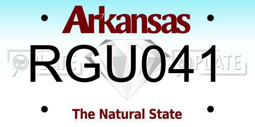 RGU041 Arkansas License Plate