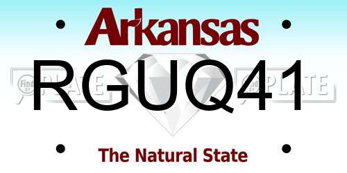 RGUQ41 Arkansas License Plate