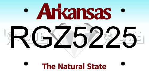 RGZ5225 Arkansas License Plate