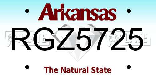 RGZ5725 Arkansas License Plate