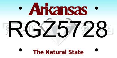 RGZ5728 Arkansas License Plate