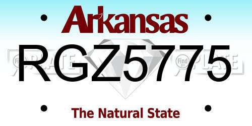 RGZ5775 Arkansas License Plate