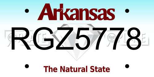 RGZ5778 Arkansas License Plate