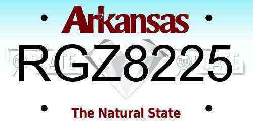RGZ8225 Arkansas License Plate