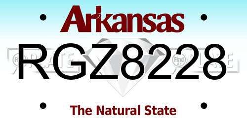 RGZ8228 Arkansas License Plate