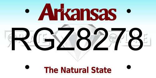 RGZ8278 Arkansas License Plate
