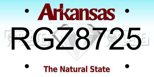 RGZ8725 Arkansas License Plate