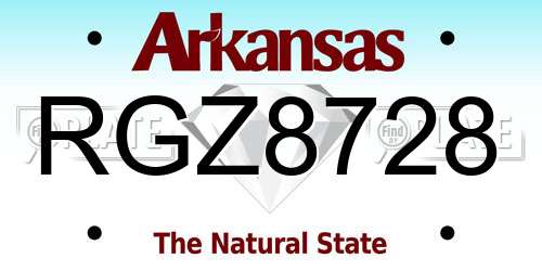 RGZ8728 Arkansas License Plate