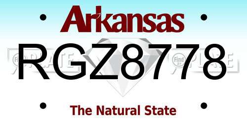 RGZ8778 Arkansas License Plate