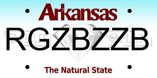 RGZBZZB Arkansas License Plate