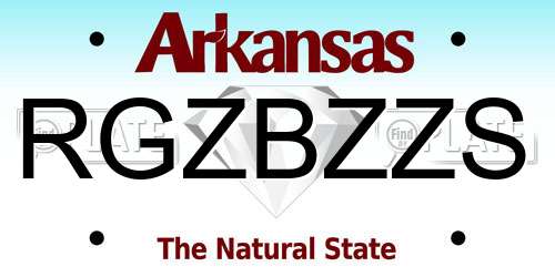 RGZBZZS Arkansas License Plate