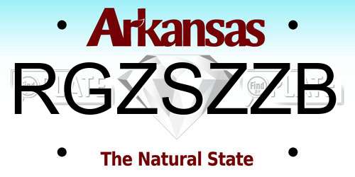 RGZSZZB Arkansas License Plate