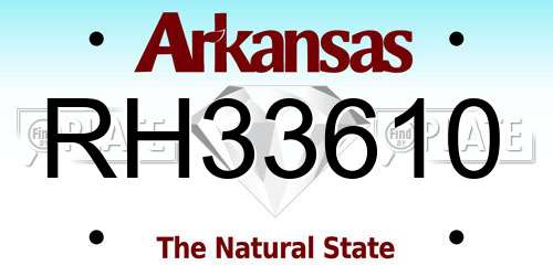 RH33610 Arkansas License Plate