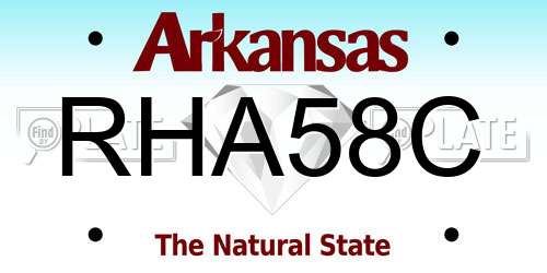 RHA58C Arkansas License Plate