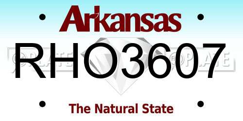 RHO3607 Arkansas License Plate