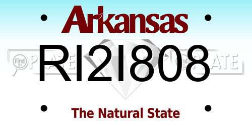 RI2I808 Arkansas License Plate