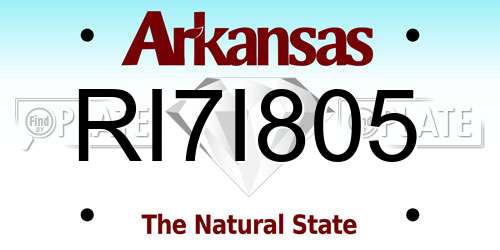 RI7I805 Arkansas License Plate