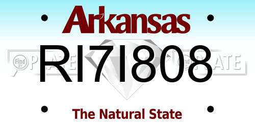 RI7I808 Arkansas License Plate