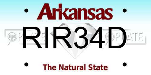 RIR34D Arkansas License Plate
