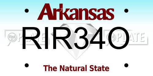 RIR34O Arkansas License Plate