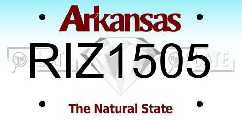 RIZ1505 Arkansas License Plate